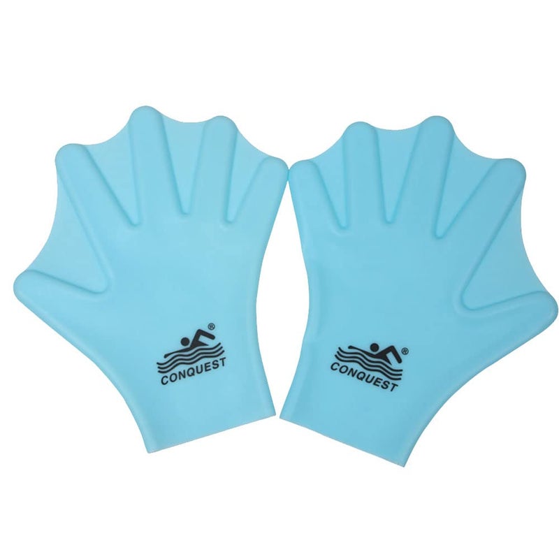 OMELET Silicone Webbed Swimming Gloves, Aqua Fit Swim Training Gloves Web Gloves Swimming, Closed Full Finger Webbed Water Gloves Unisex Adult,1 Pair - Image 1